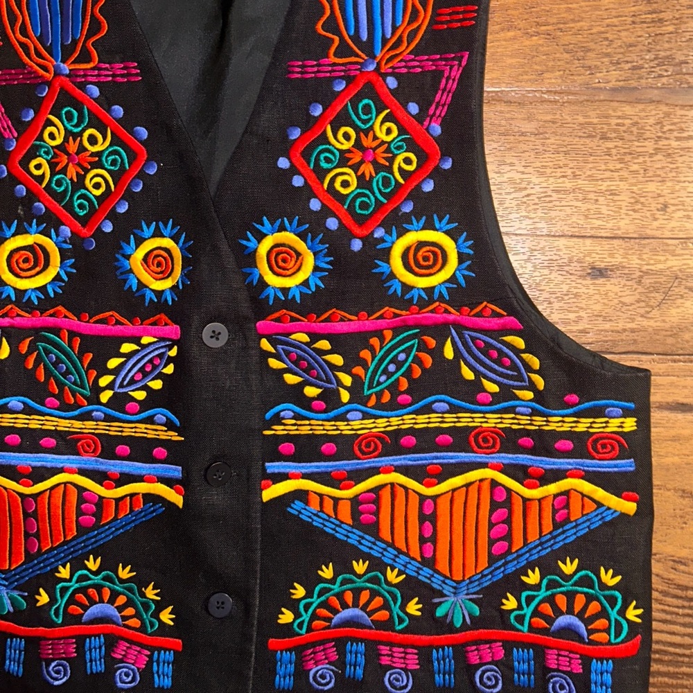 Ib Diffusion Size 10 Black/Multi-Colors Embroider… - image 7